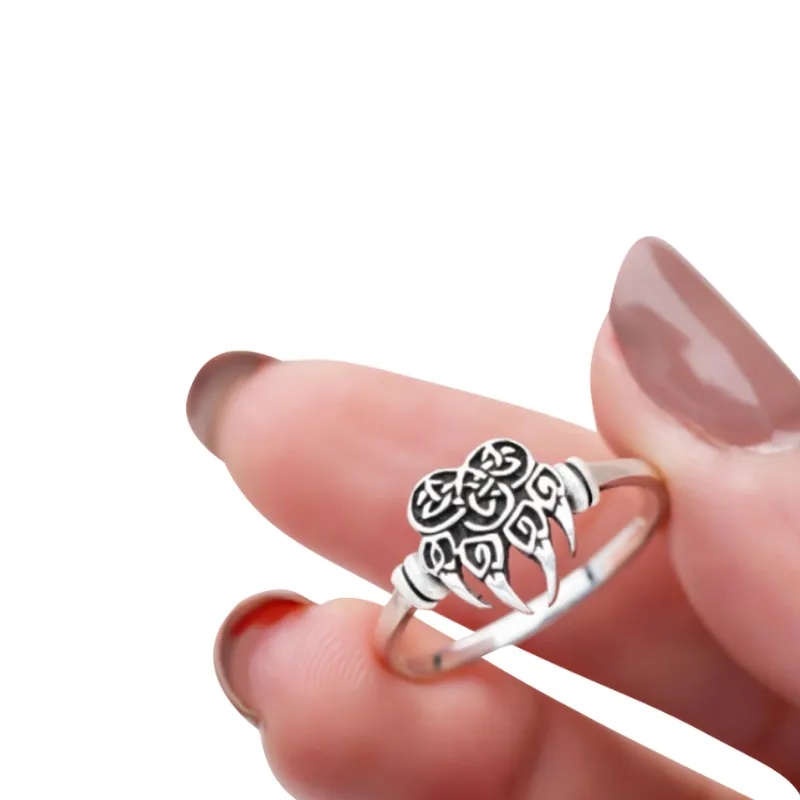 Women's jewelry set bear paw pendant, earrings and ring