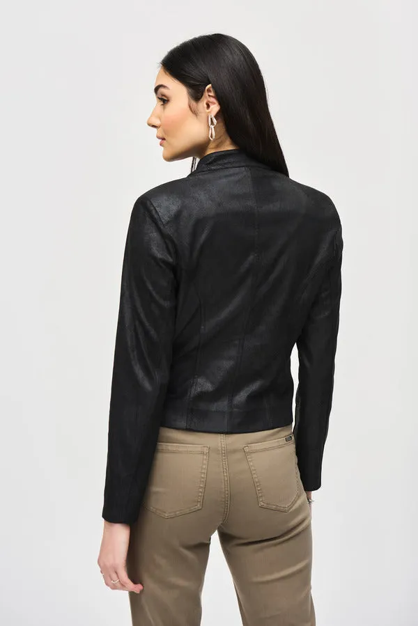 Women's Joseph Ribkoff | Punk Jacket with Metallic Mesh Detail | Black