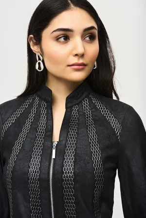 Women's Joseph Ribkoff | Punk Jacket with Metallic Mesh Detail | Black