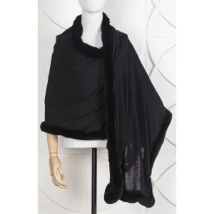Women's Knit Wrap Trimmed on 4 Sides with Rex Rabbit