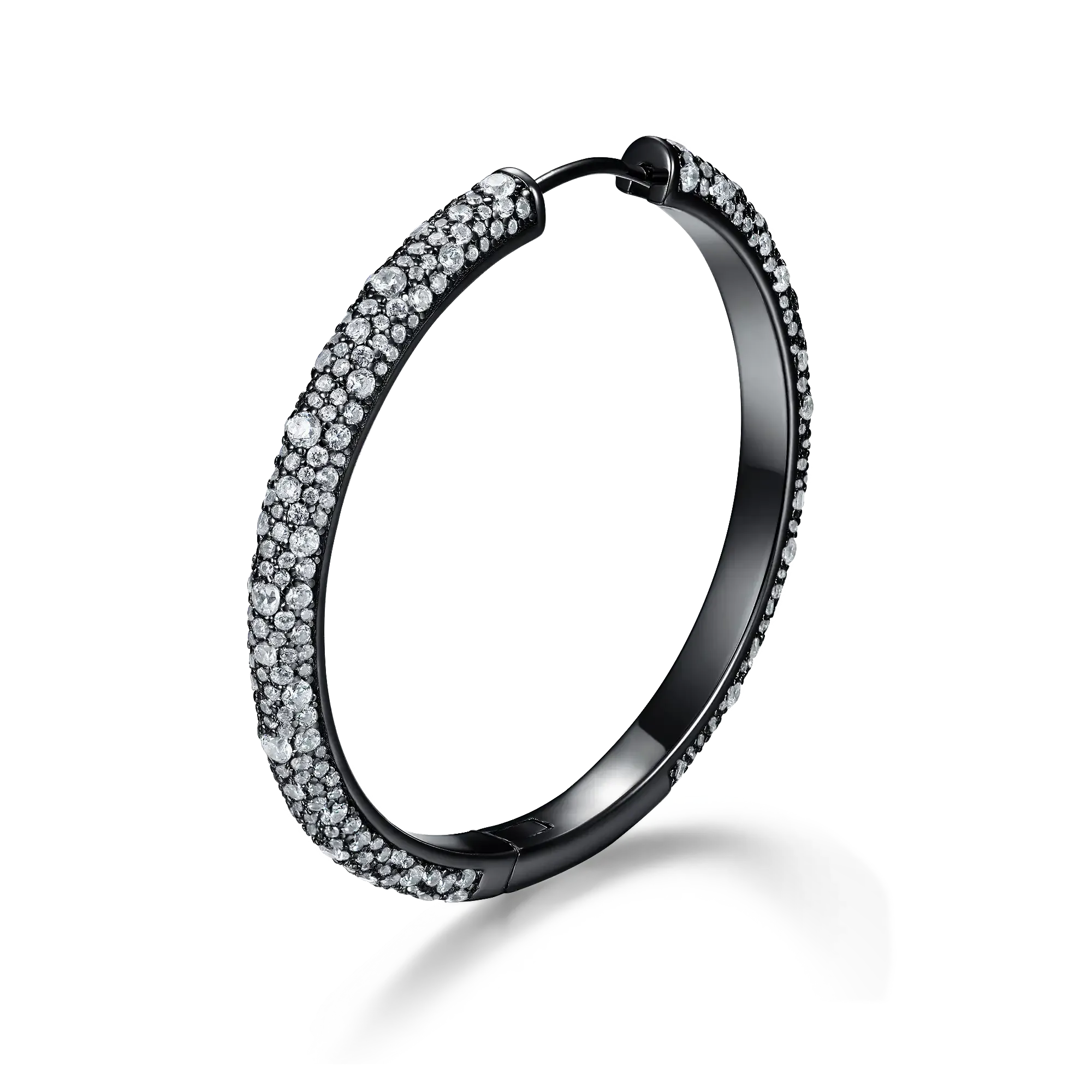 Women's Large Paved Hoop Earring - Single
