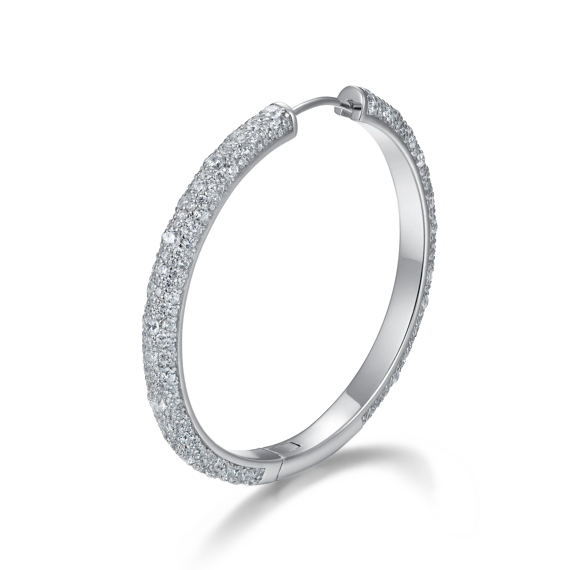 Women's Large Paved Hoop Earring - Single