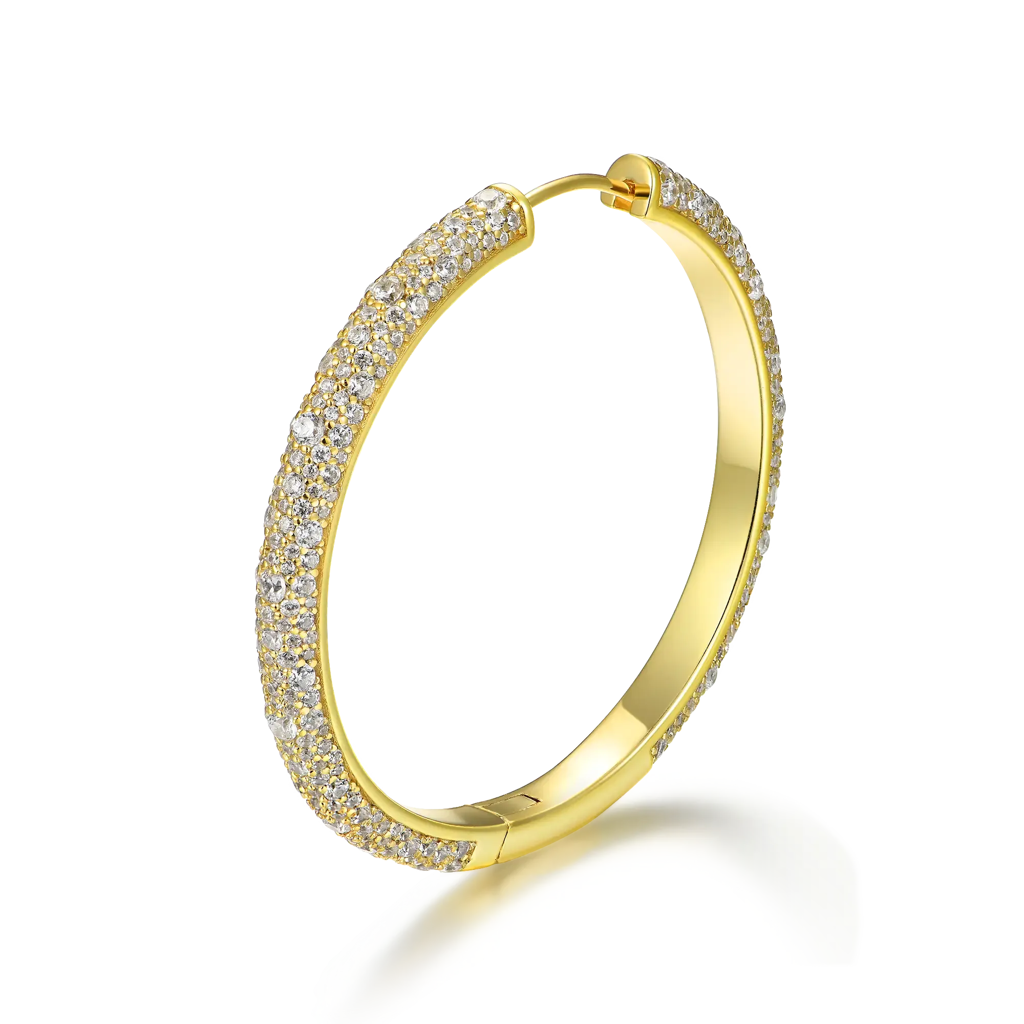 Women's Large Paved Hoop Earring - Single