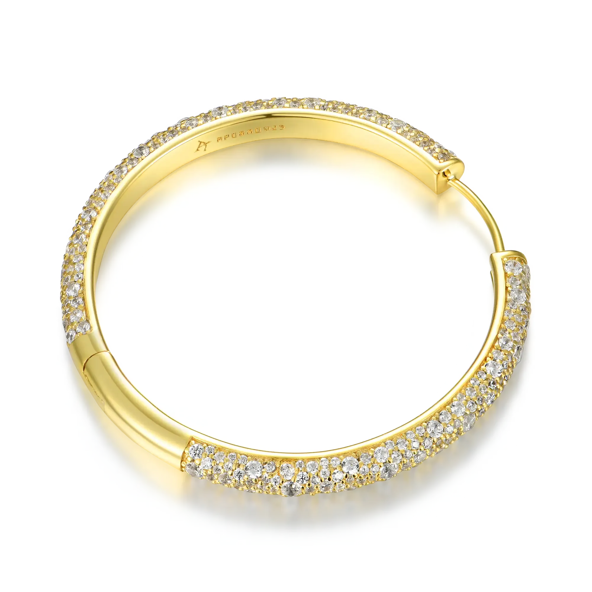 Women's Large Paved Hoop Earring - Single