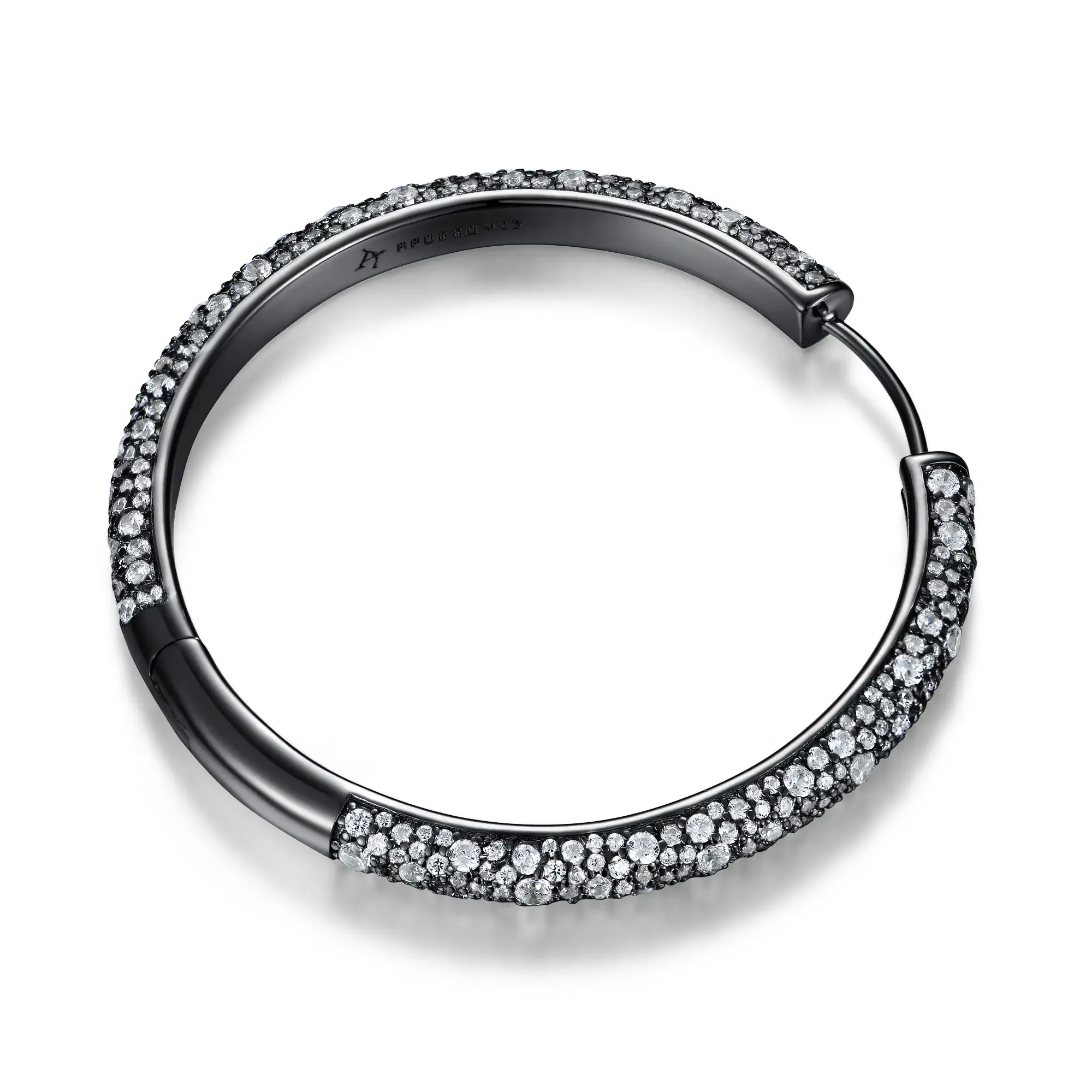 Women's Large Paved Hoop Earring - Single