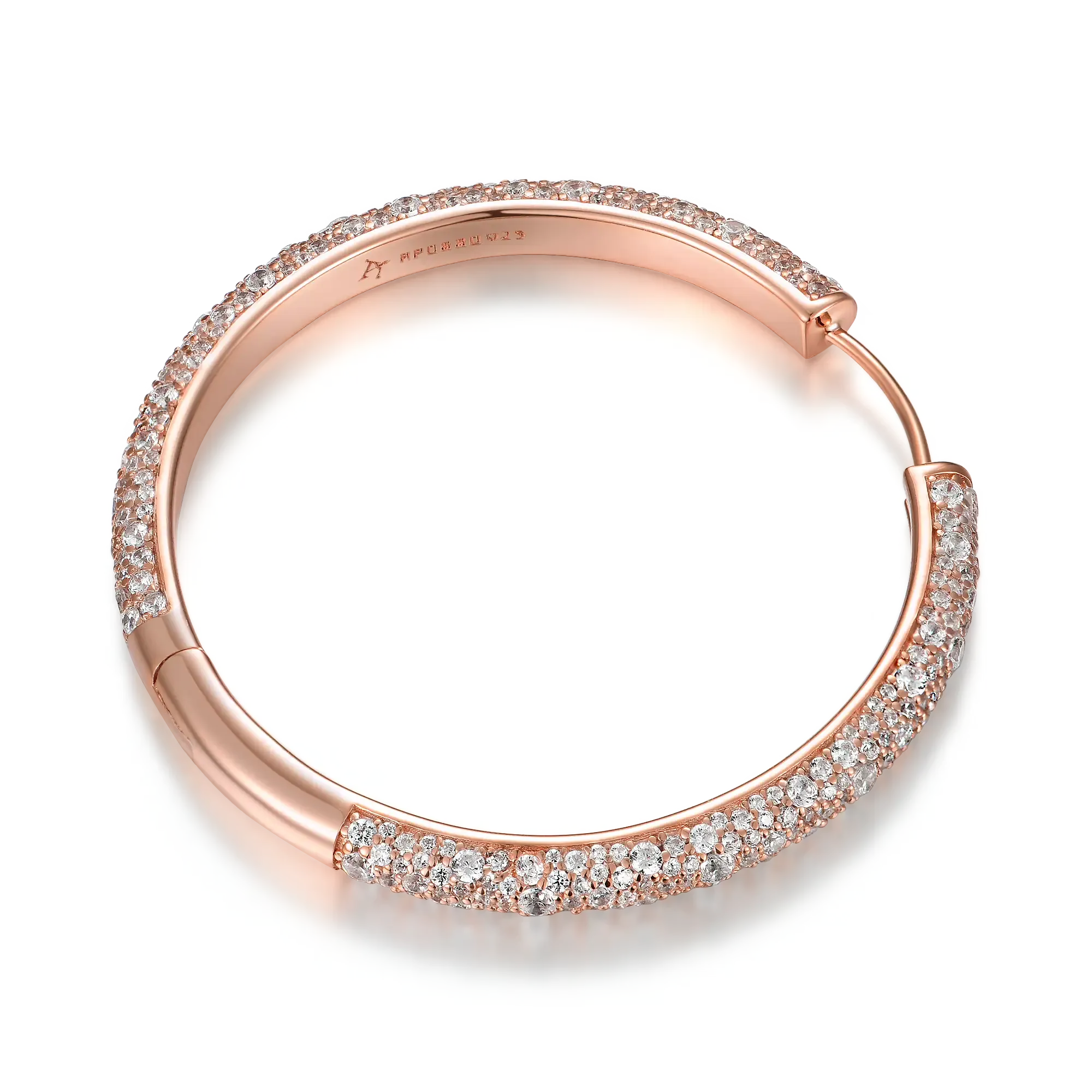 Women's Large Paved Hoop Earring - Single