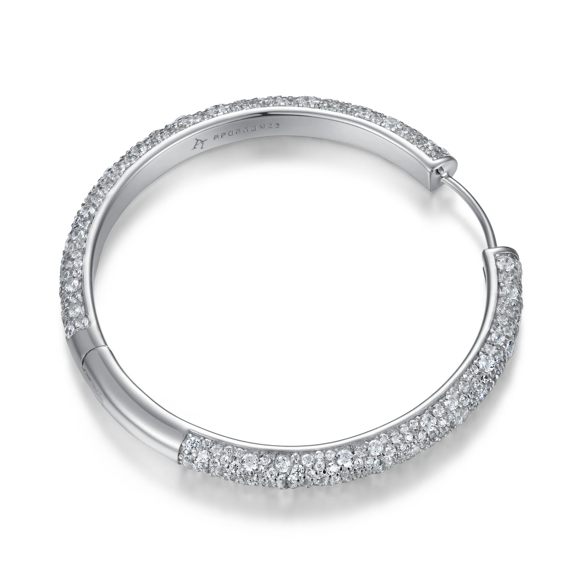 Women's Large Paved Hoop Earring - Single