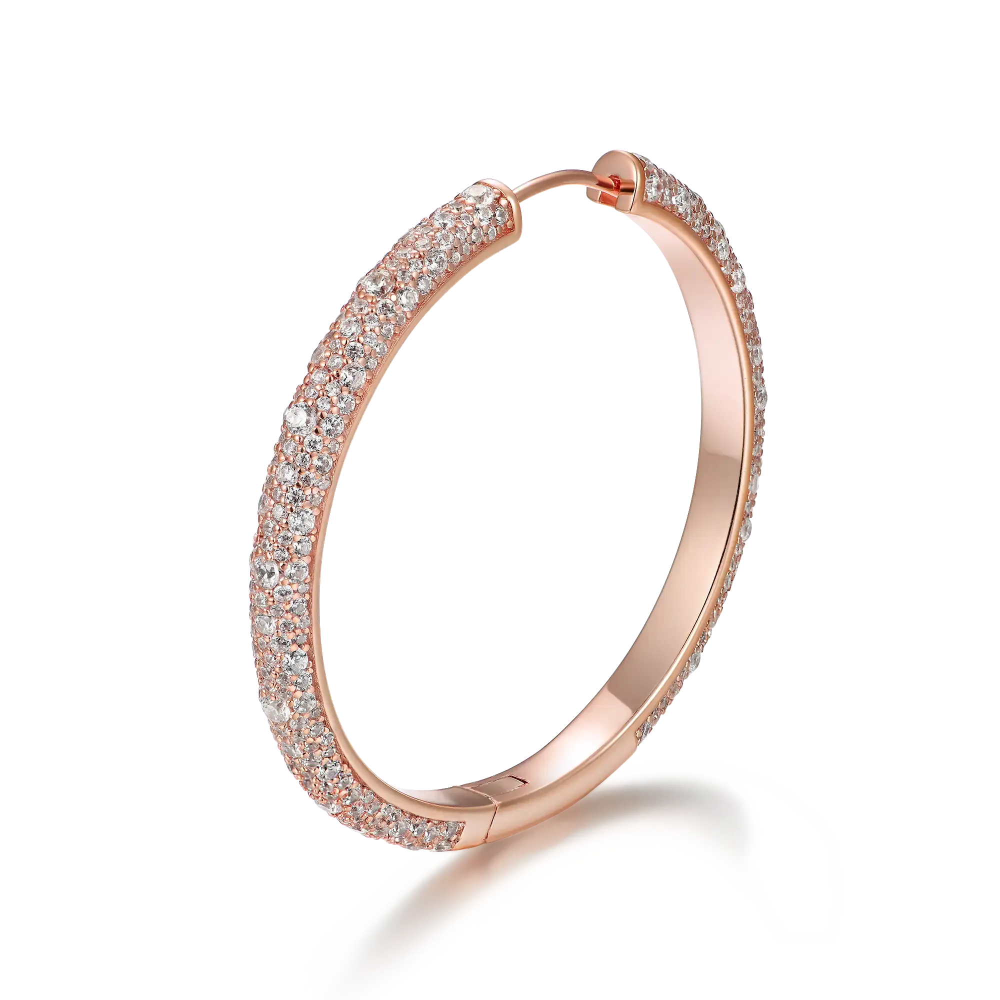 Women's Large Paved Hoop Earring - Single