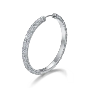 Women's Large Paved Hoop Earring - Single