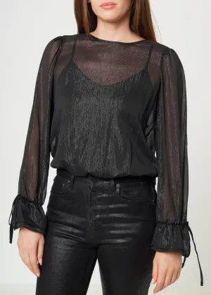 Women's Lurex Yoryu Split Back Bodysuit In Black