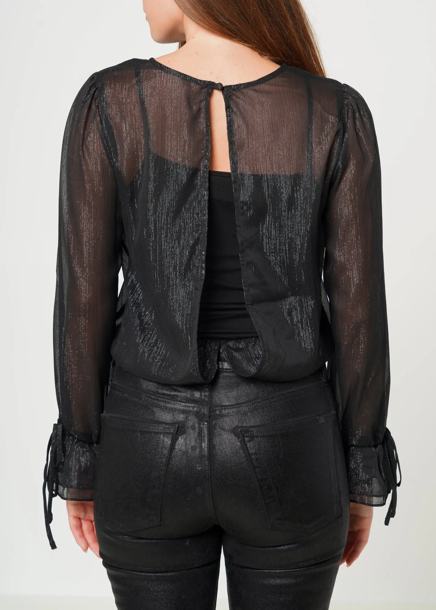 Women's Lurex Yoryu Split Back Bodysuit In Black