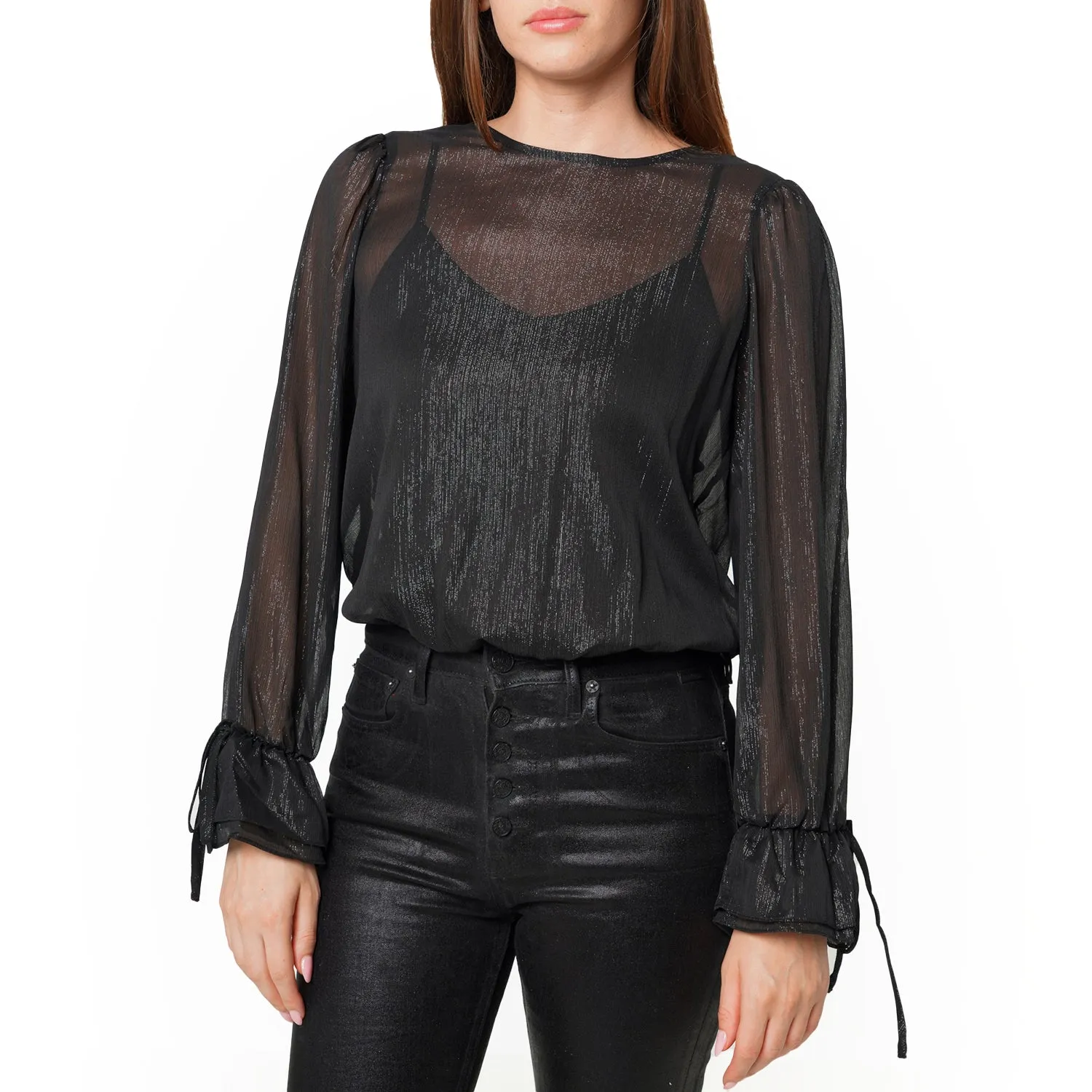 Women's Lurex Yoryu Split Back Bodysuit In Black