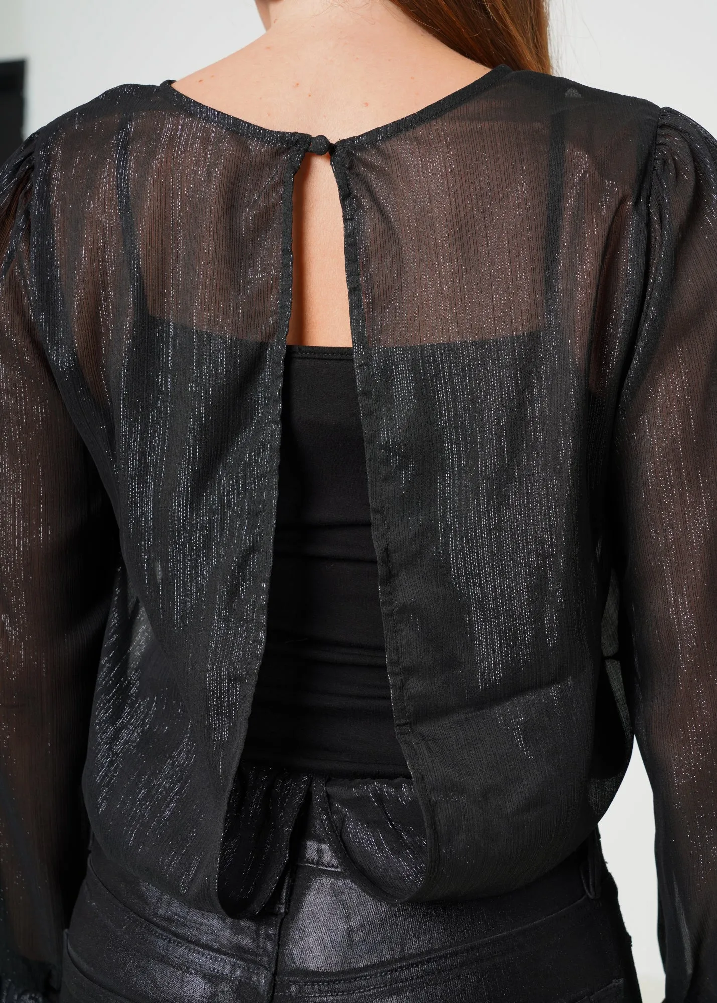 Women's Lurex Yoryu Split Back Bodysuit In Black