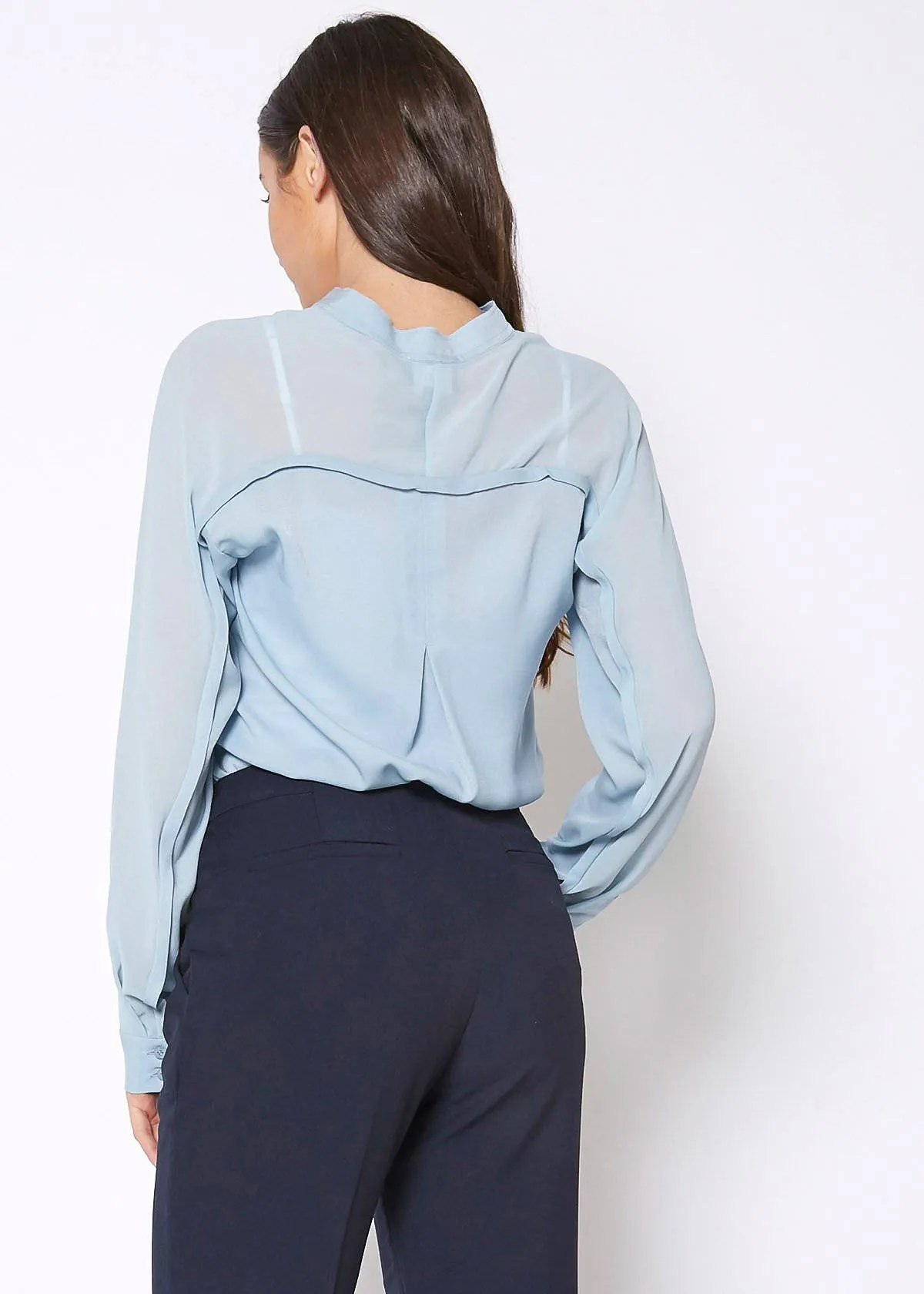 Women's Mandarin Collar Shirt Blouse