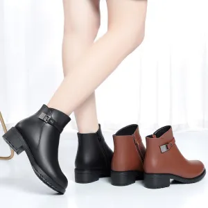 Women's Mid-heel Chunky Heel Metal Embellished Short Boots