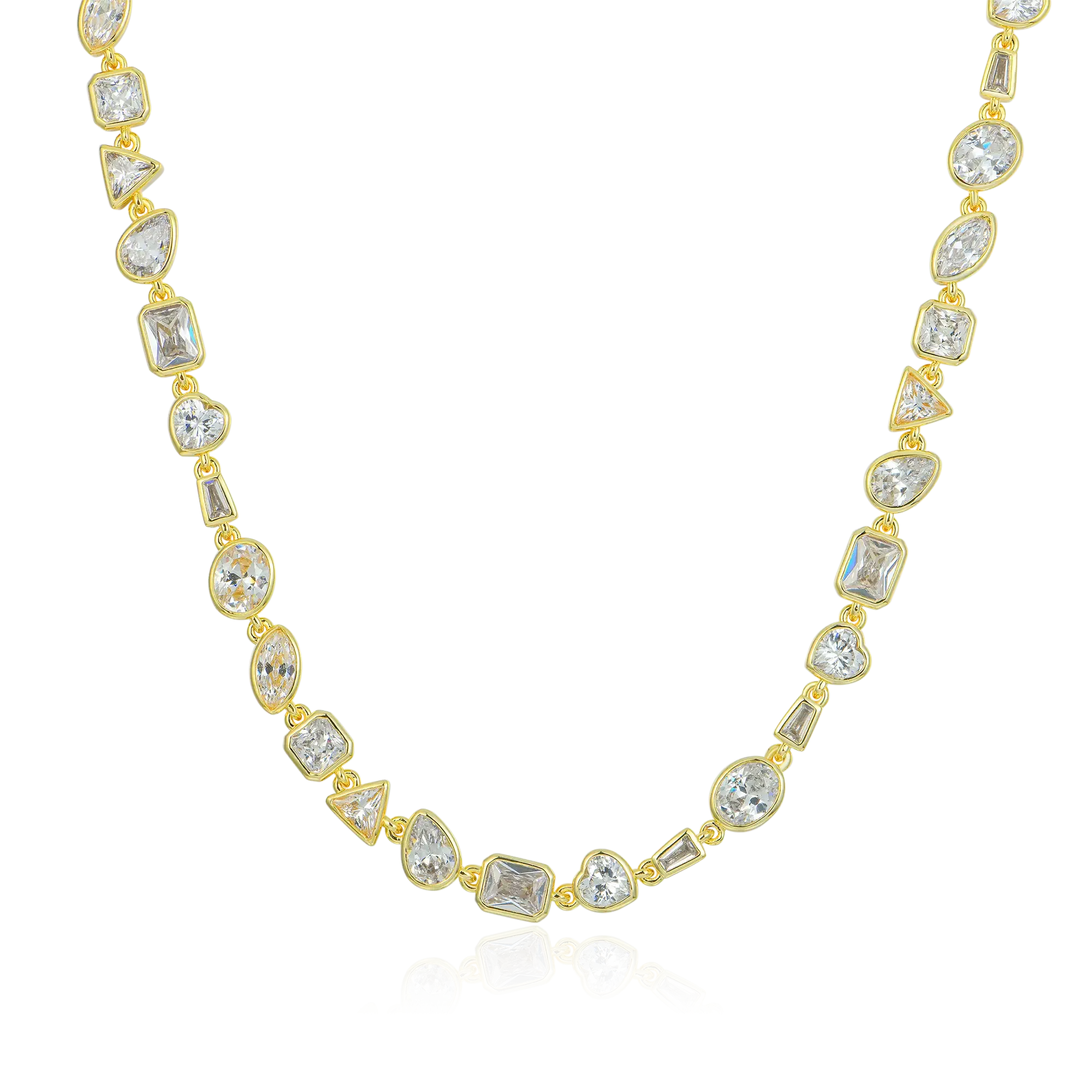 Women's Mixed Shape Gemstone Bezel Chain - 6mm