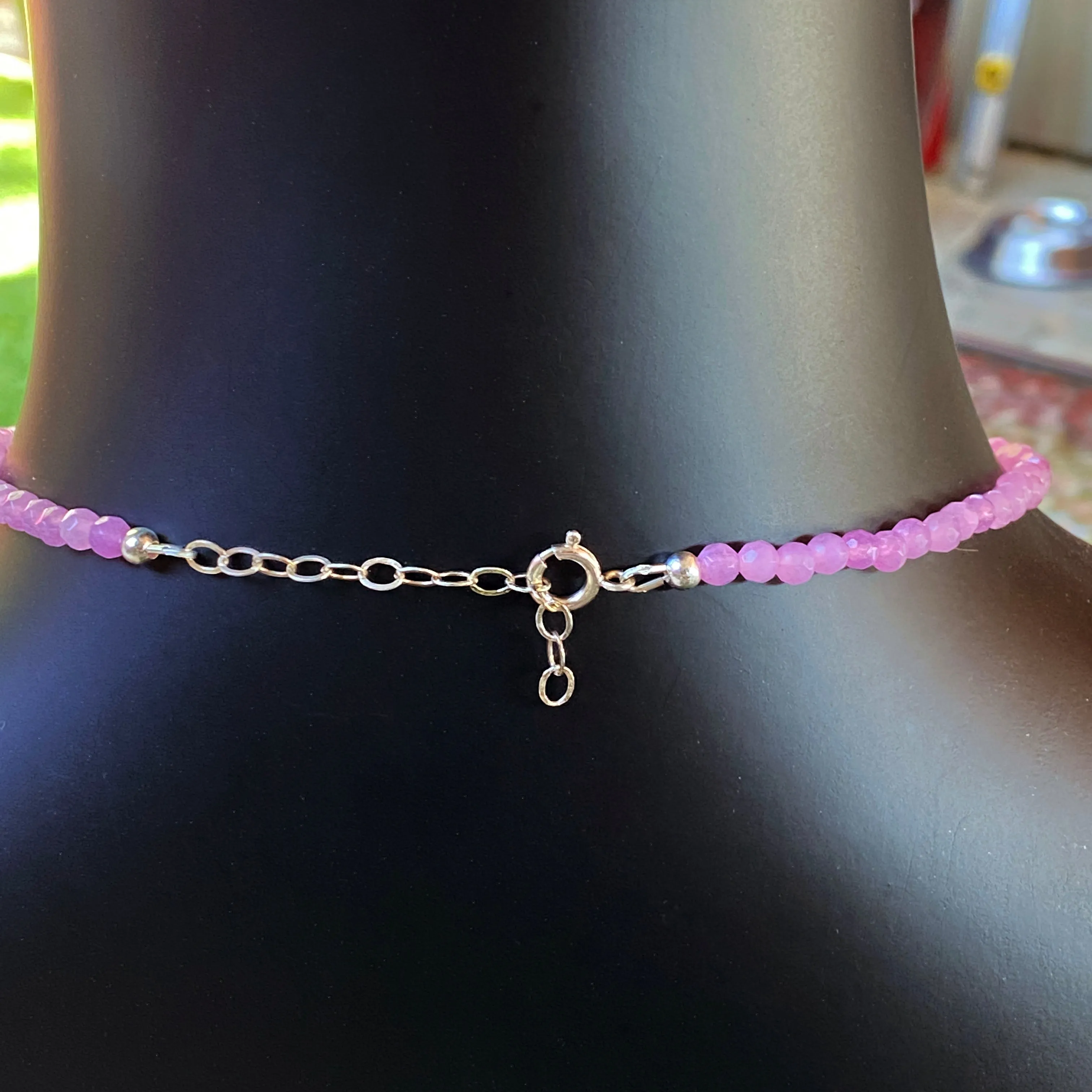 Women's Pink Agate, Opal Gemstone with Mother of Pearl Rose Choker necklace