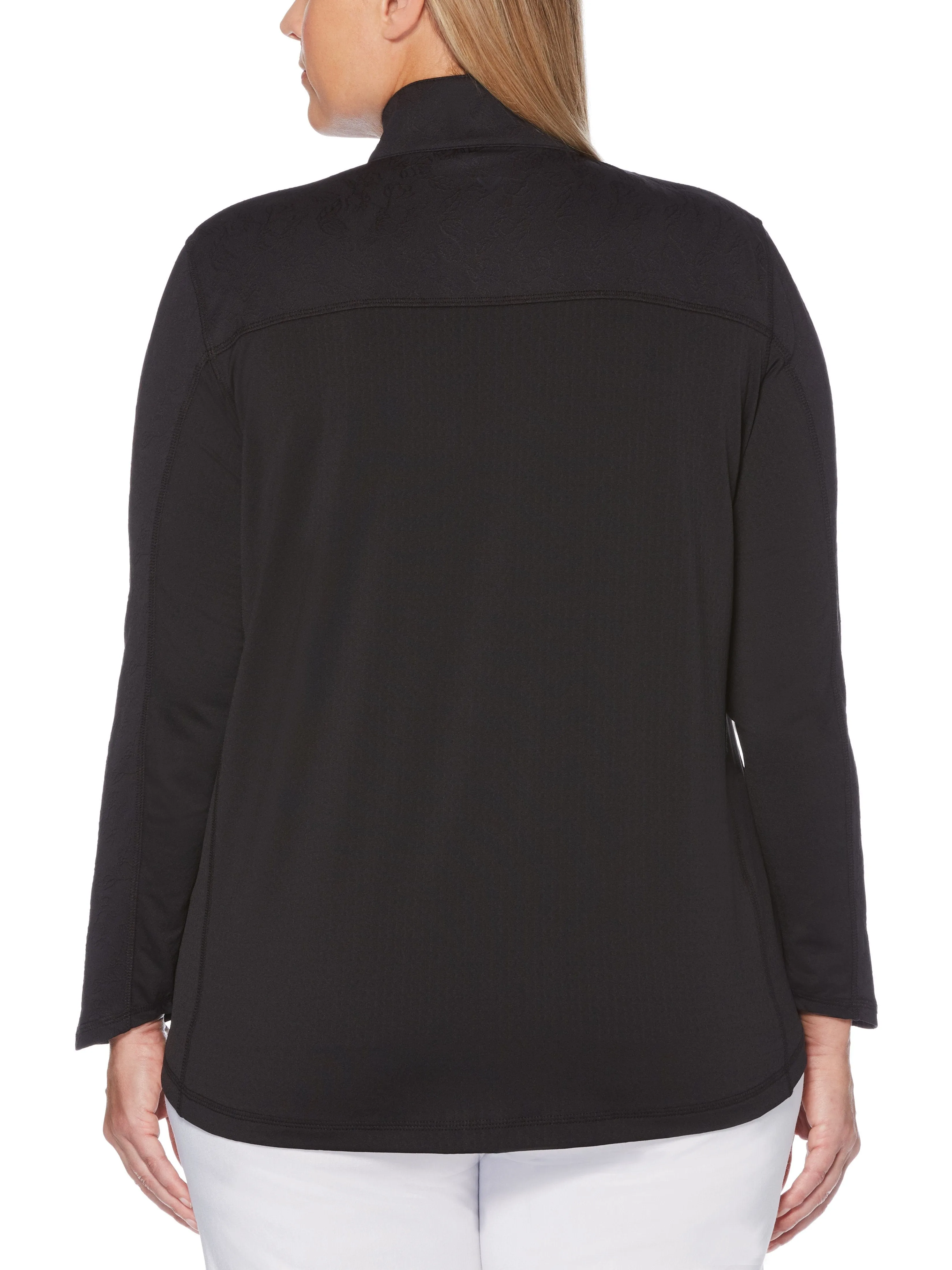 Womens Plus Sun Protection Jacquard Block Pullover