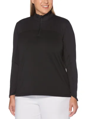 Womens Plus Sun Protection Jacquard Block Pullover
