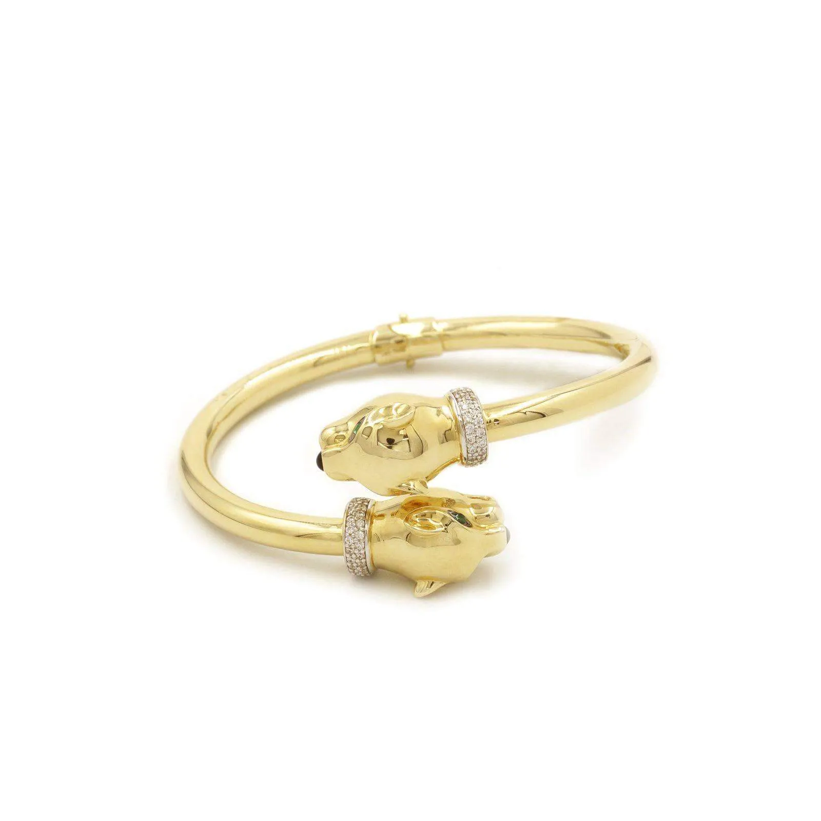 Women's Polished Panther Cuff Bracelet in 14k Gold