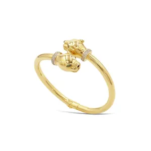 Women's Polished Panther Cuff Bracelet in 14k Gold