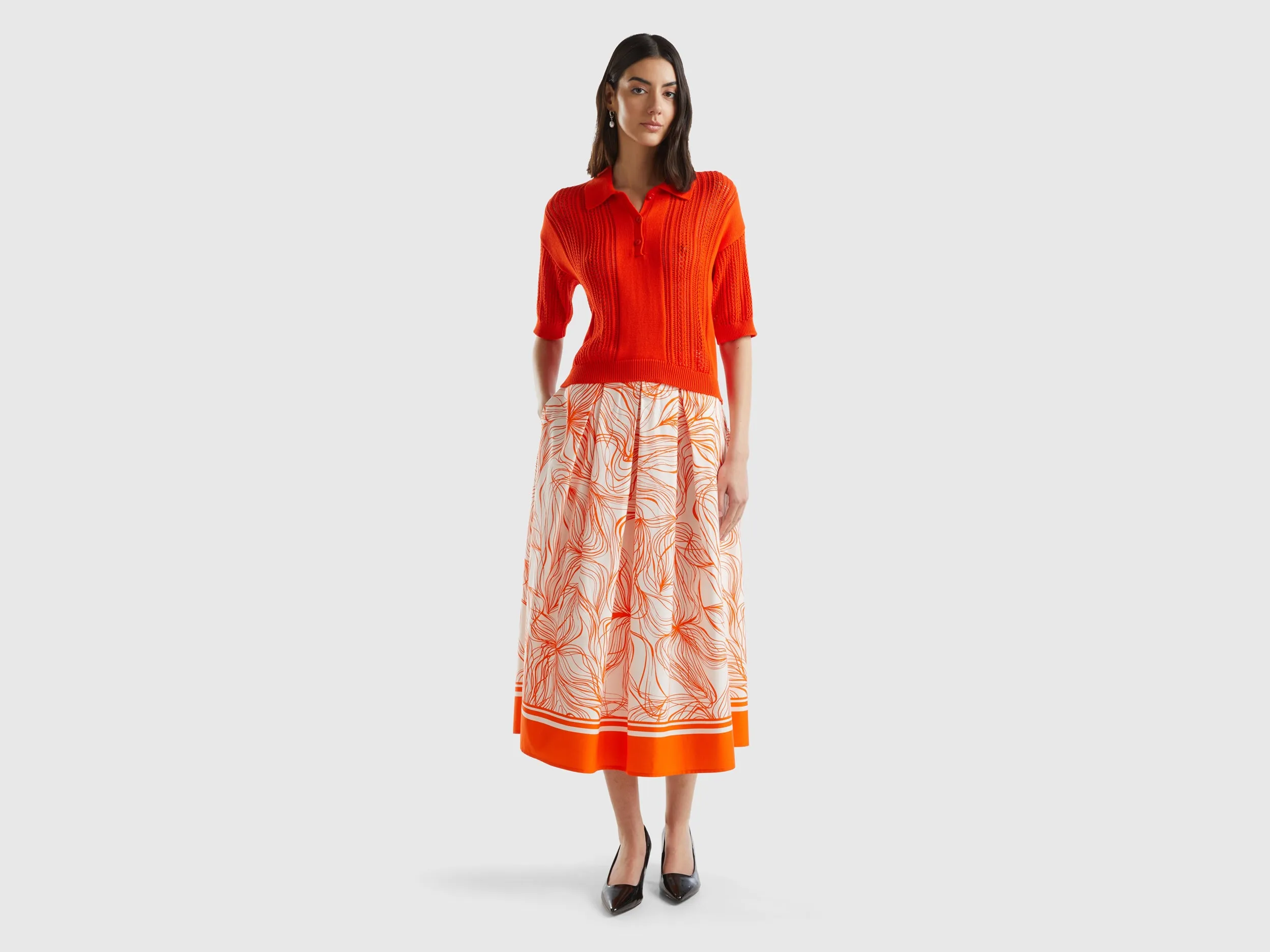 WoMen's Printed Midi Skirt