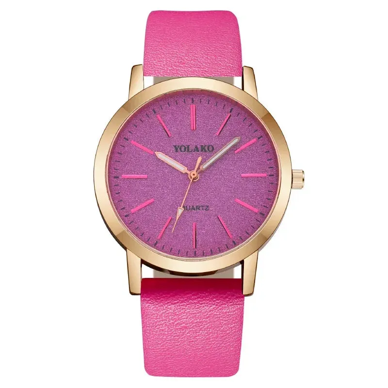 Women's Quartz Watch Large Round Face Luxury Fashion Brand with Leather Band Quartz Ladies Wristwatch