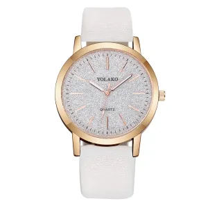 Women's Quartz Watch Large Round Face Luxury Fashion Brand with Leather Band Quartz Ladies Wristwatch