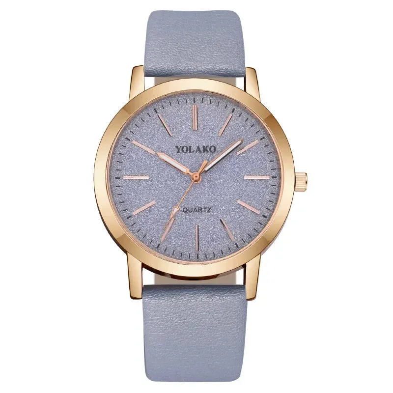 Women's Quartz Watch Large Round Face Luxury Fashion Brand with Leather Band Quartz Ladies Wristwatch