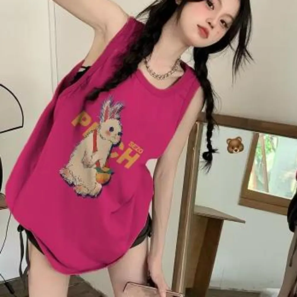 Women's Red Rabbit Print Tank Top