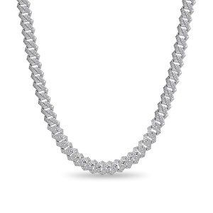 Women's Round Cut Prong Cuban Link Chain - 10mm