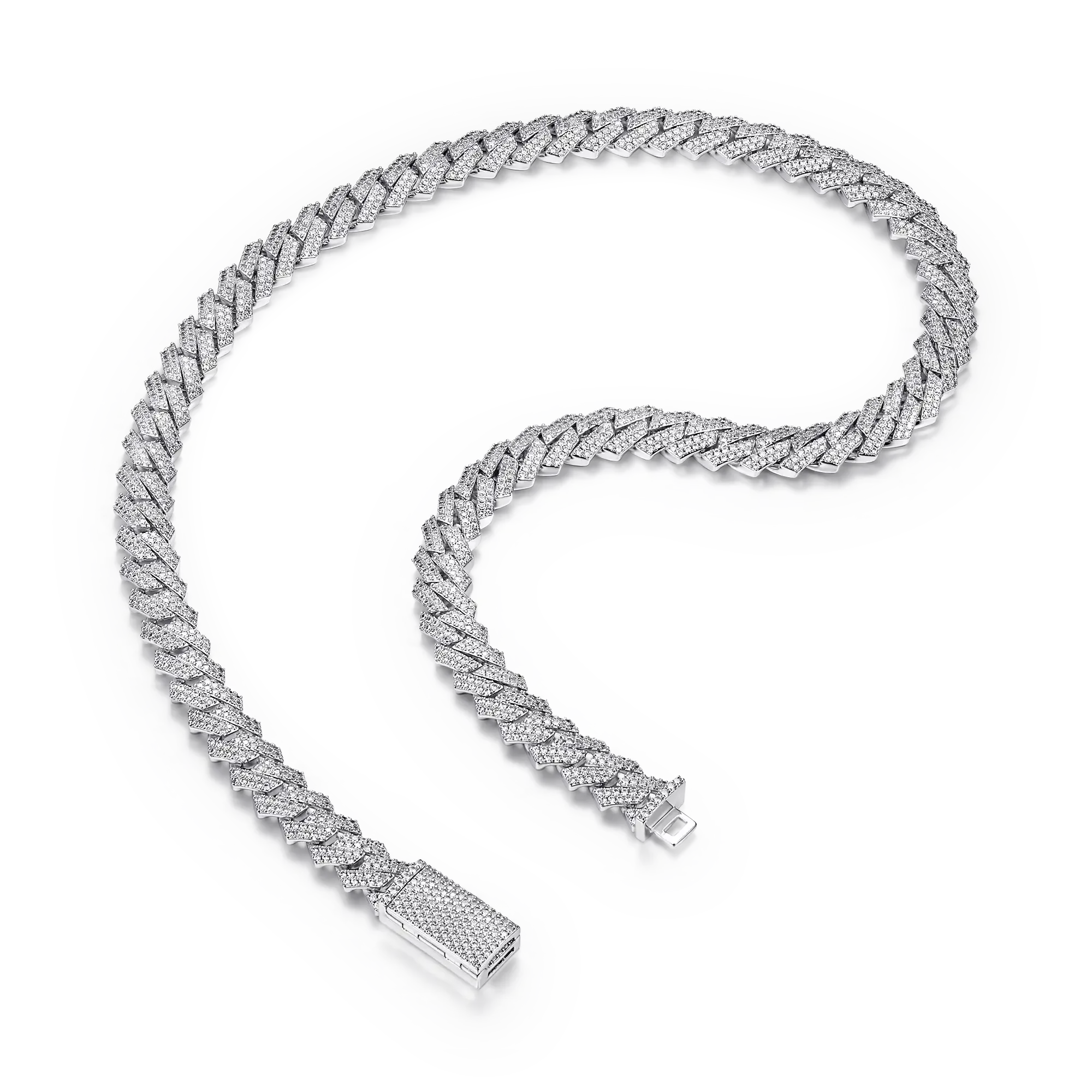 Women's Round Cut Prong Cuban Link Chain - 10mm