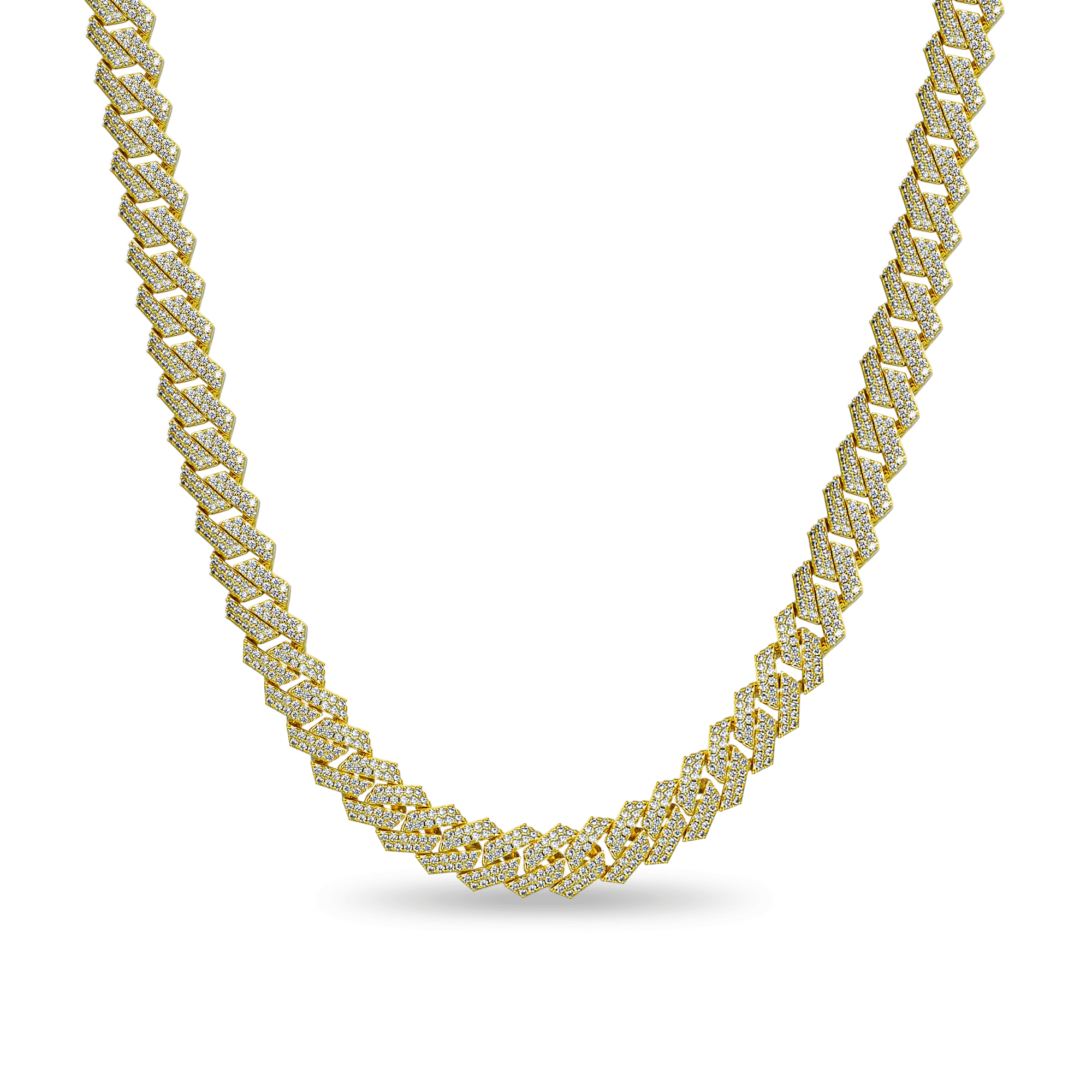 Women's Round Cut Prong Cuban Link Chain - 10mm