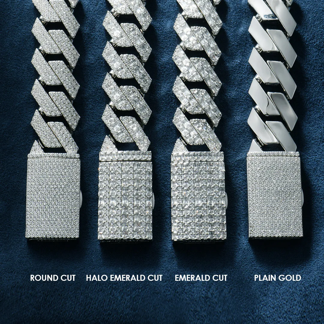 Women's Round Cut Prong Cuban Link Chain - 10mm