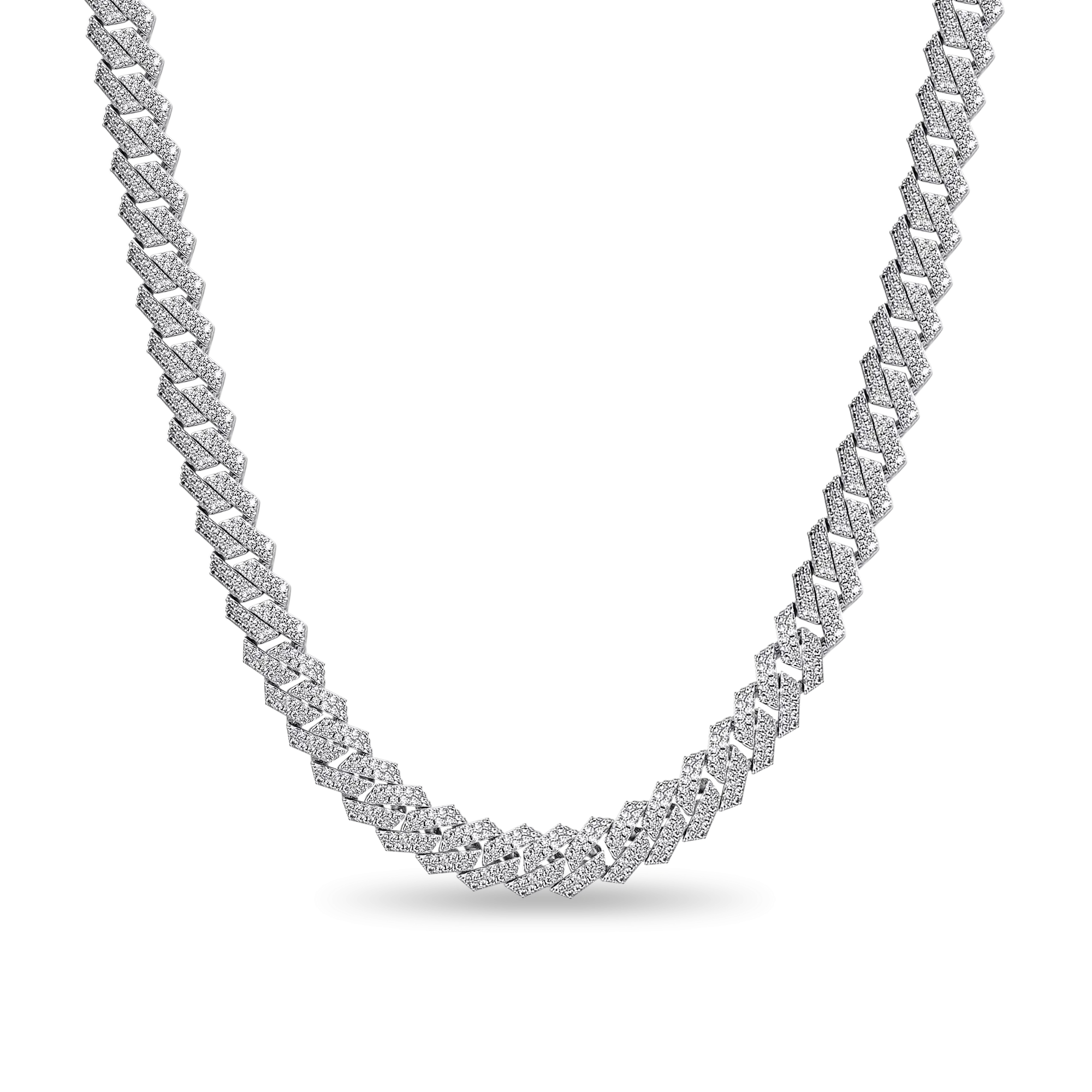 Women's Round Cut Prong Cuban Link Chain - 10mm