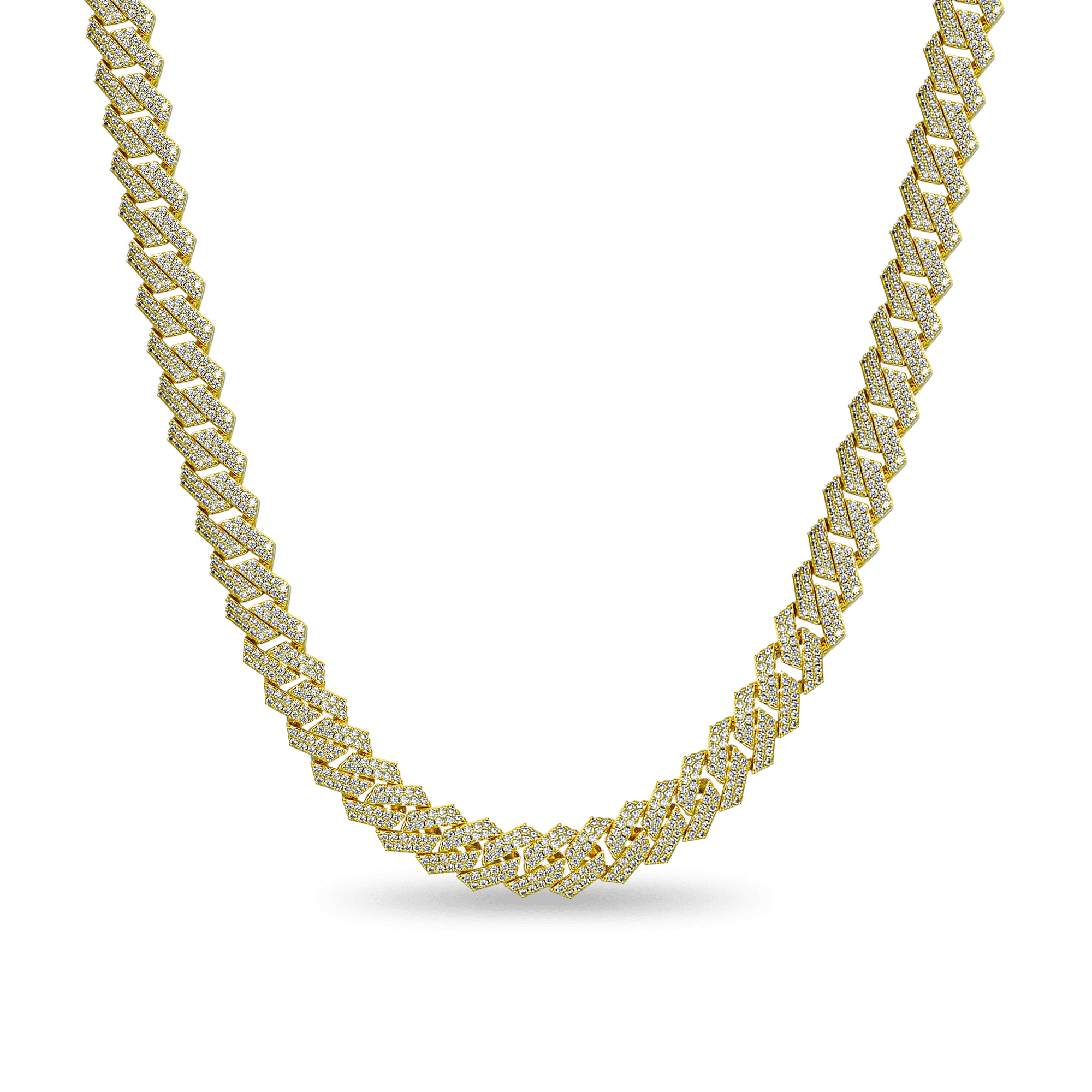 Women's Round Cut Prong Cuban Link Chain - 10mm