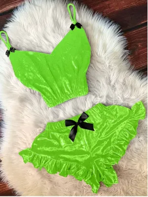 Women's Ruffle Bow-Tie Flounce Design Sleepwear