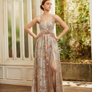 Women's Sequin Deep V Neck Sleeveless Cami Dress
