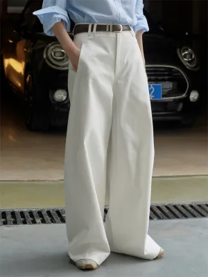 Women's Simple Fashionable High-rise White Trousers