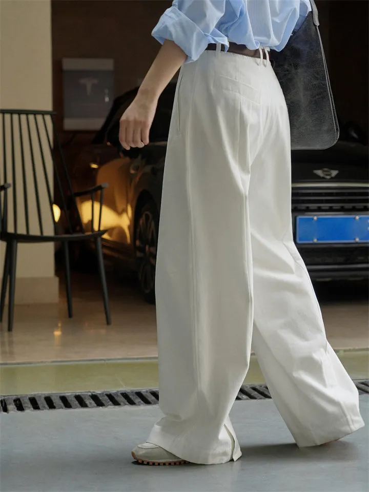 Women's Simple Fashionable High-rise White Trousers