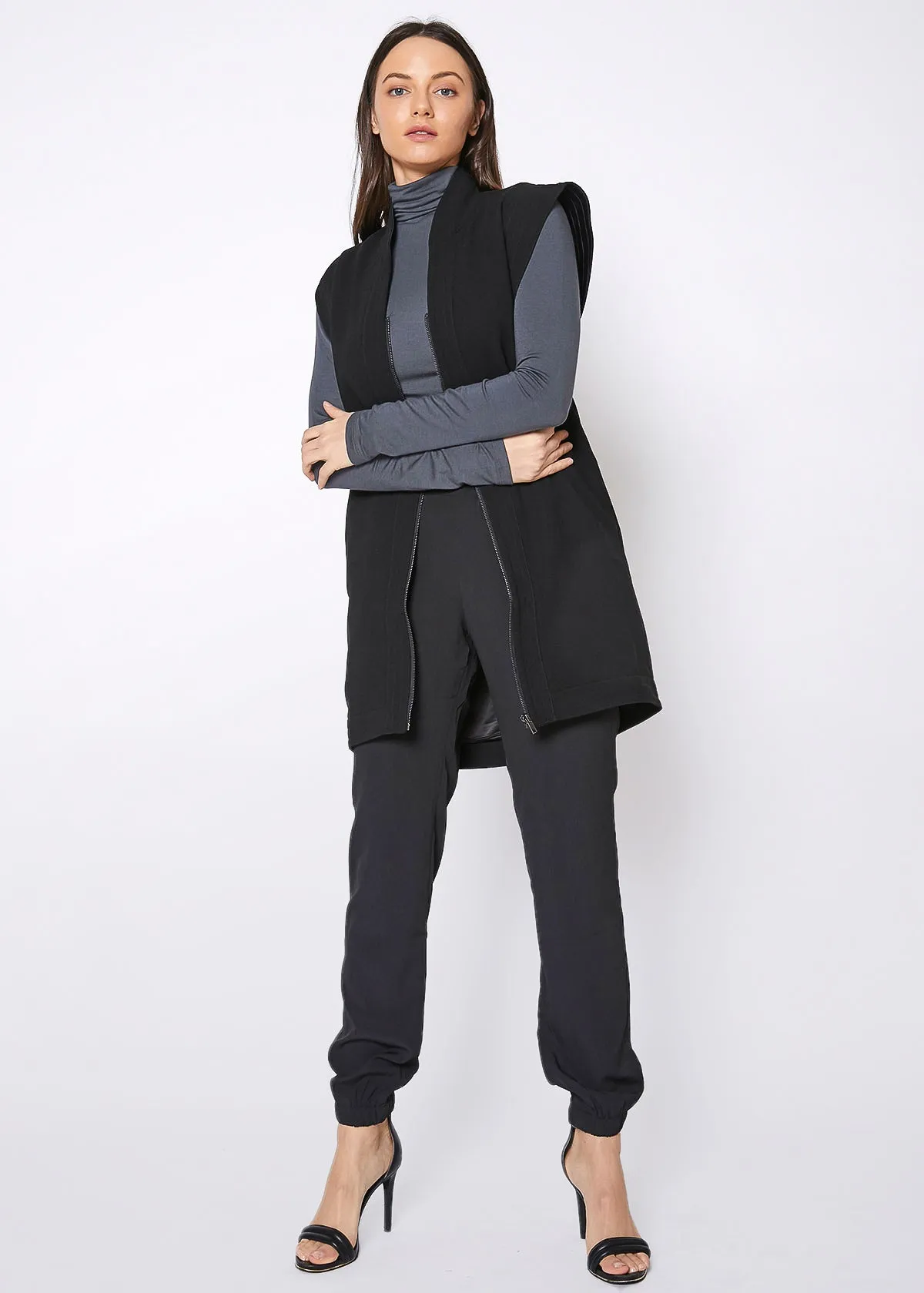 Women's Sleeveless Zip Up Vest Dress