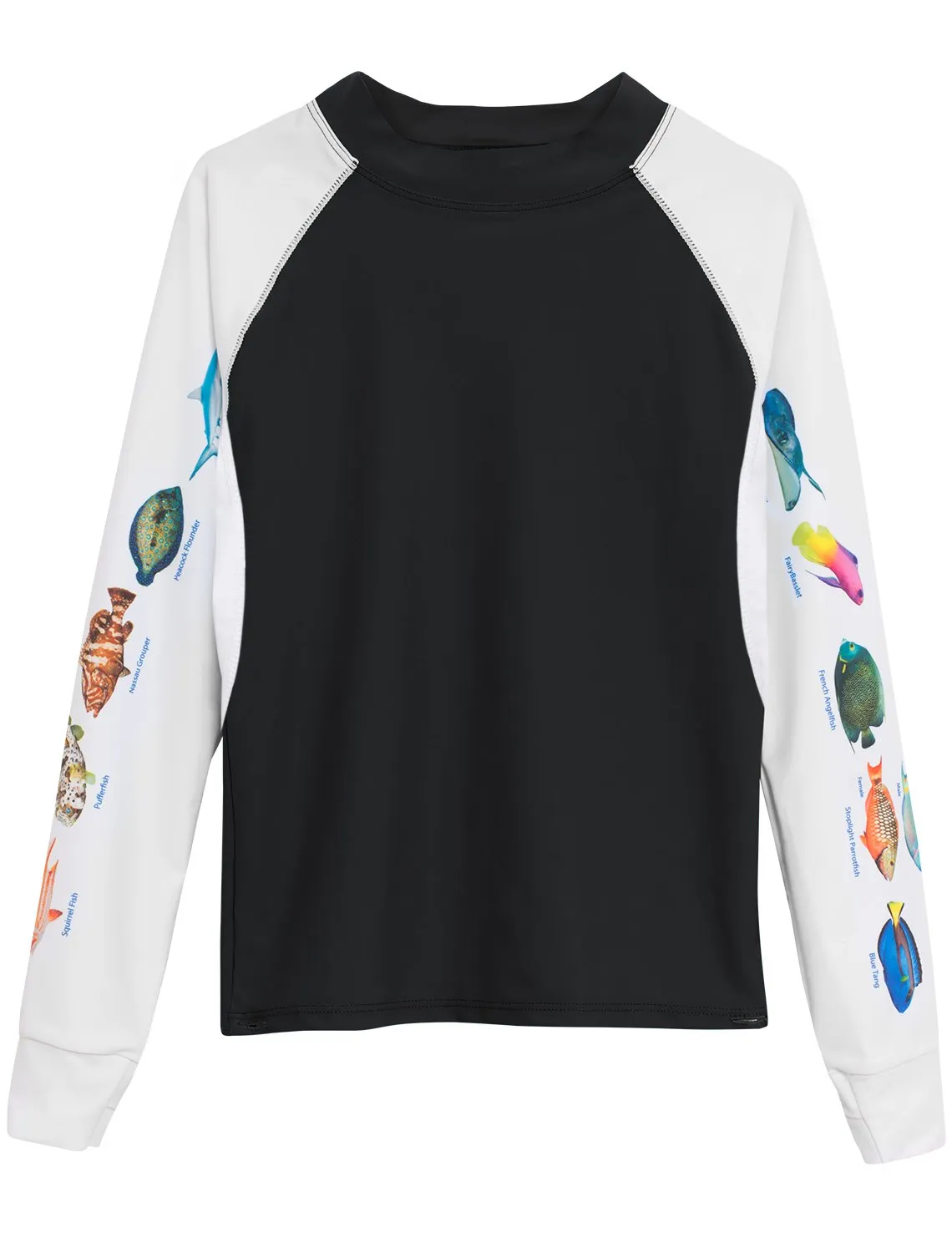 Women's Snorkel Caribbean Fish ID Rash Guard - Black