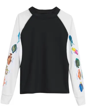 Women's Snorkel Caribbean Fish ID Rash Guard - Black