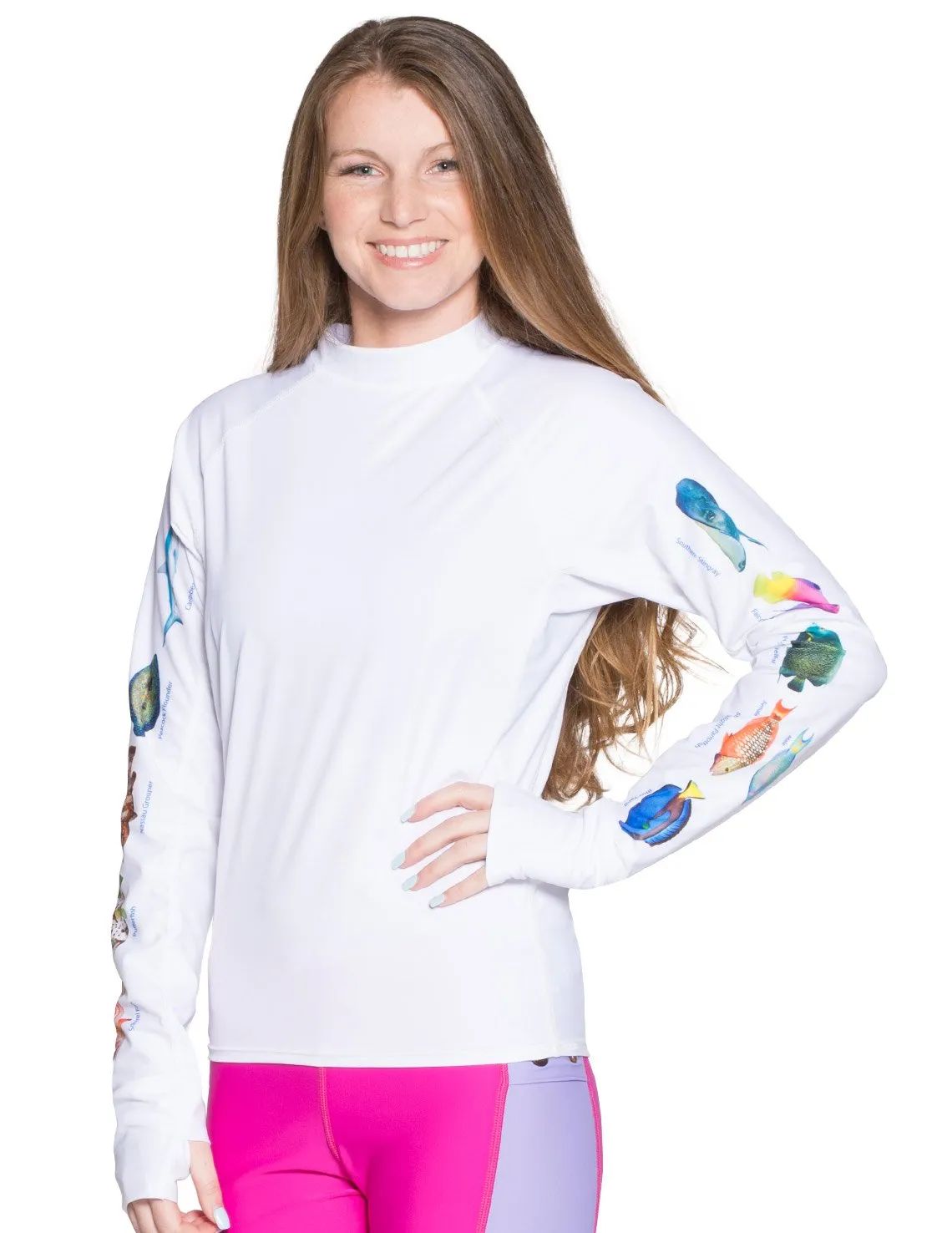 Women's Snorkel Caribbean Fish ID Rash Guard - Gray