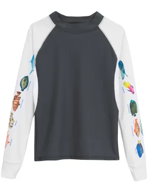 Women's Snorkel Caribbean Fish ID Rash Guard - Gray