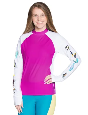 Women's Snorkel Hawaii Fish ID Rash Guard - Fuchsia