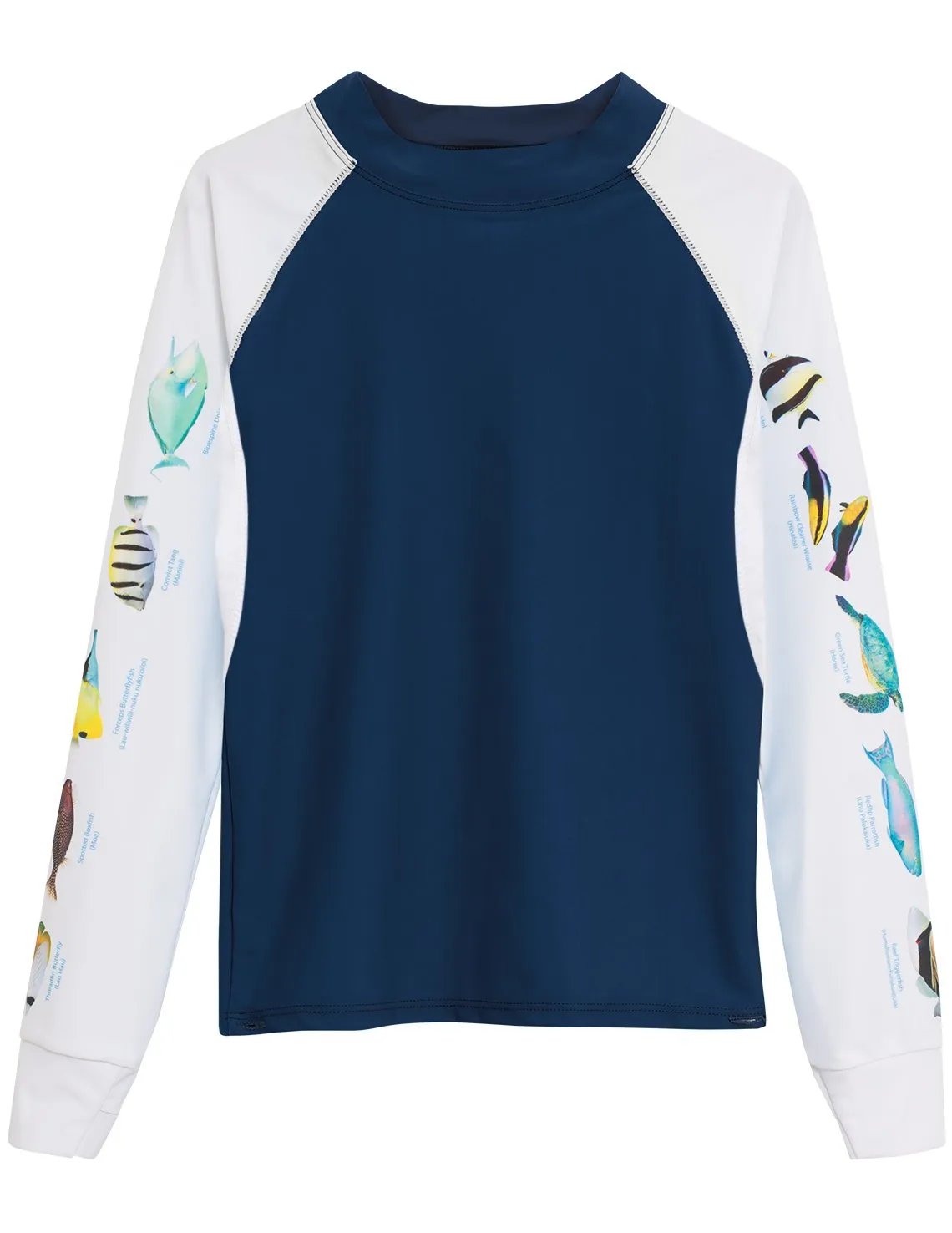 Women's Snorkel Hawaii Fish ID Rash Guard - Navy