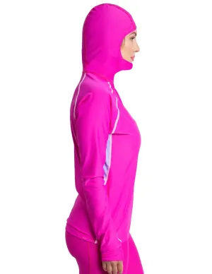 Women's Snorkel Hoodie Long Sleeve Rash Guard - Fuchsia / Lavender
