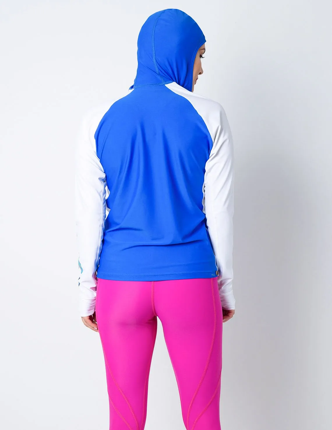 Women's Snorkel Hoodie Rash Guard - Caribbean Fish ID - Navy