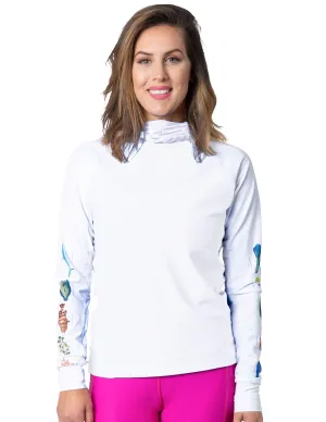 Women's Snorkel Hoodie Rash Guard - Caribbean Fish ID - White